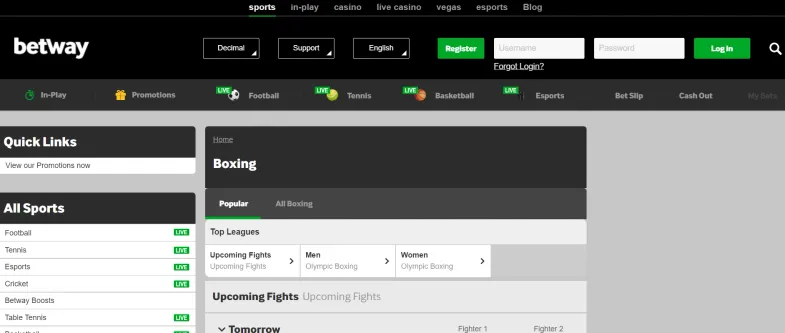 Betway Boxing Sports Betting