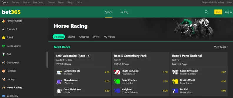 Bet365 Horse Racing Sports Betting